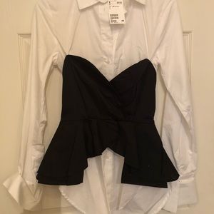 NWT H&M blouse with faux corset overlay